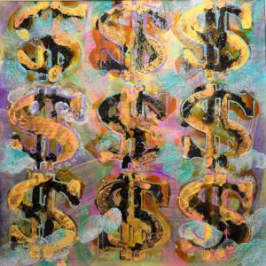 Black Gold Dollar V1, 16' x 16' Oil Paint,Glitter and Metallic Paint