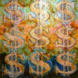 Black Gold Dollar V2, 16' x 16' Oil Paint,Glitter and Metallic Paint